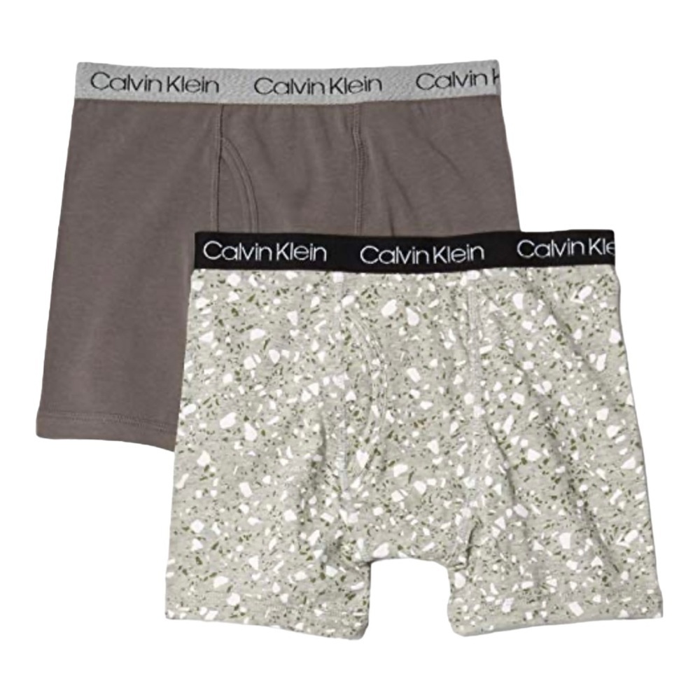 CALVIN KLEIN BOYS BOXER BRIEFS COTTON STRETCH TWO 2 PACKS GRAY BLUE Medium NEW